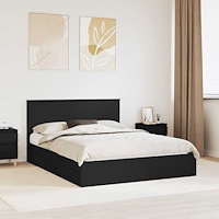 vidaXL Förvaringssäng med låda Svart 150 x 200 cm Konstruerat trä
