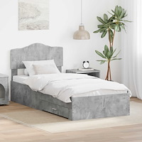 vidaXL Sängram med huvudgavel Betonggrå 75 x 190 cm Konstruerat trä