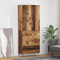 vidaXL Skåp med låda Gammalt trä 69,5 x 34 x 180 cm Konstruerat trä