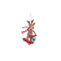 SASS & BELLE Reindeer on a Scooter Felt Decoration