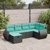 vidaXL Loungegrupp med dynor 6 delar svart konstrotting