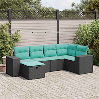 vidaXL Loungegrupp med dynor 6 delar svart konstrotting