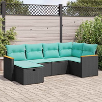 vidaXL Loungegrupp med dynor 6 delar svart konstrotting