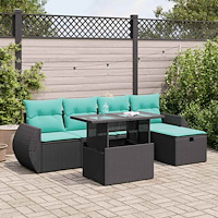 vidaXL Trädgårdssoffset med dynor 6 delar grå konstrotting akaciaträ