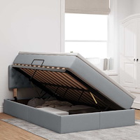 vidaXL Förvaringssäng med madrass Ljusgrå 120 x 190 cm Konstruerat trä