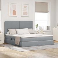 vidaXL Förvaringssäng med madrass Ljusgrå 160 x 200 cm Polyester