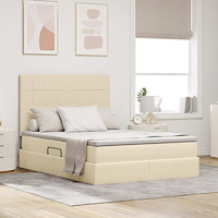 vidaXL Förvaringssäng med madrass Kräm 140 x 200 cm Polyester