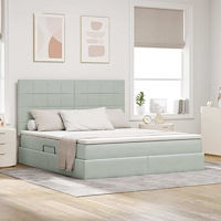 vidaXL Förvaringssäng med madrass Ljusgrå 160 x 200 cm Sammet