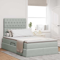 vidaXL Förvaringssäng med madrass Ljusgrå 120 x 190 cm Sammet