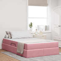 vidaXL Förvaringssäng med madrass med madrass Rosa 120 x 200 cm Sammet