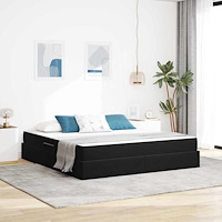 vidaXL Förvaringssäng med madrass Svart 160 x 200 cm Sammet