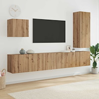 vidaXL TV-väggmodul Väggmonterad 5 pcs Artisan Ek Konstruerat trä