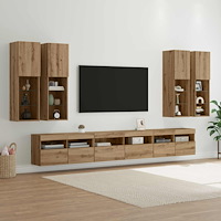 vidaXL TV väggskåp set Väggmonterad 7 pcs Artisan Ek Konstruerat trä
