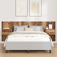 vidaXL Huvudgavel Med Skåp med låda 3 pcs Gammalt trä Konstruerat trä