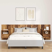 vidaXL Huvudgavel Med Skåp med låda 3 pcs Gammalt trä Konstruerat trä