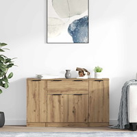 vidaXL Sideboard med låda 3 pcs Artisan Ek Konstruerat trä