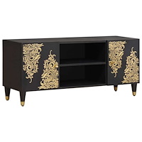 vidaXL TV-skåp med hylla Svart 105 x 33 x 46 cm Massivt mangoträ