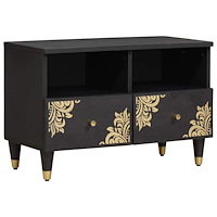 vidaXL TV-skåp med låda Svart 70 x 33 x 46 cm Massivt mangoträ