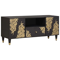 vidaXL TV-skåp med låda Svart 105 x 33 x 46 cm Massivt mangoträ