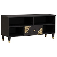 vidaXL TV-skåp med låda Svart 100 x 33 x 46 cm Massivt mangoträ