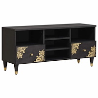 vidaXL TV-skåp med låda Svart 100 x 33 x 46 cm Massivt mangoträ