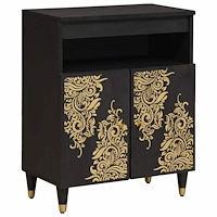 vidaXL Sideboard med hylla Svart 60 x 33 x 75 cm Massivt mangoträ