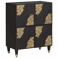 vidaXL Sideboard med hylla Svart 60 x 33 x 75 cm Massivt mangoträ