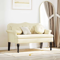 vidaXL Chesterfield Bänk med kudde Kräm 120,5 x 65 x 75 cm Konstläder