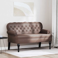 vidaXL Chesterfield Bänk Brun 119,5 x 64,5 x 75 cm Konstläder