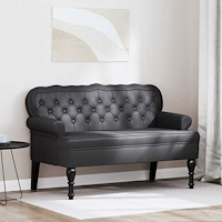 vidaXL Chesterfield Bänk Svart 119,5 x 64,5 x 75 cm Konstläder