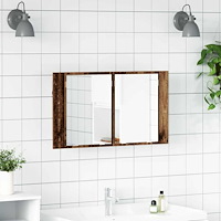 vidaXL Badrumsspegelskåp Gammalt trä 80 x 12 x 45 cm Konstruerat trä