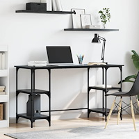 vidaXL Skrivbord med hylla Svart Ek 140 x 50 x 75 cm Konstruerat trä