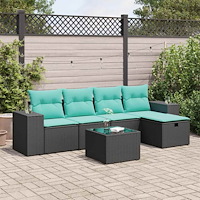 vidaXL Loungegrupp med dynor 6 delar svart konstrotting