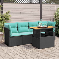 vidaXL Loungegrupp för trädgården med dynor 5 delar svart konstrotting