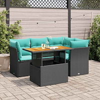 vidaXL Loungegrupp för trädgården med dynor 5 delar svart konstrotting