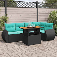 vidaXL Loungegrupp med dynor 6 delar svart konstrotting