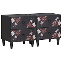 vidaXL Sängbord med låda 2 pcs Brun 40 x 33,5 x 46 cm Massivt mangoträ