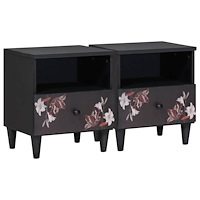 vidaXL Sängbord med låda 2 pcs Brun 40 x 33 x 46 cm Massivt mangoträ