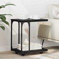 vidaXL Sidobord med hylla Svart Ek 50 x 35 x 55.5 cm Konstruerat trä