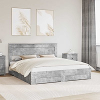 vidaXL Sängram med låda med huvudgavel med lagring Konstruerat trä