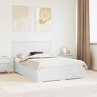 vidaXL Sängram med huvudgavel Vit 140 x 190 cm Konstruerat trä