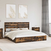 vidaXL Förvaringssäng med låda Rökt ek 180 x 200 cm Konstruerat trä