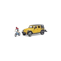 Bruder Bruder Jeep Wrangler Rubicon with mountainbike and cyclist t...