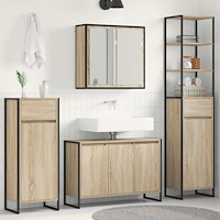 vidaXL Badrumsmöbelset med låda med hylla Sonoma-ek Konstruerat trä