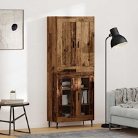 vidaXL Skåp 2 pcs Gammalt trä Konstruerat trä och glas