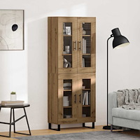 vidaXL Skåp 2 pcs Artisan Ek Konstruerat trä och glas