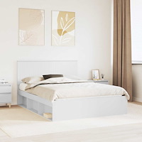 vidaXL Sängram med huvudgavel Vit 150 x 200 cm Massiv furu