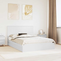 vidaXL Förvaringssäng med huvudgavel Vit 150 x 200 cm Konstruerat trä