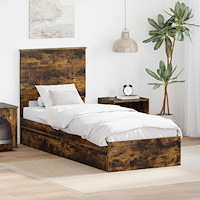 vidaXL Förvaringssäng med låda Rökt ek 75 x 190 cm Konstruerat trä