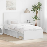 vidaXL Sängram med huvudgavel Vit 90 x 190 cm Massiv furu